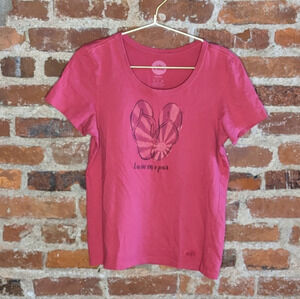 Life is Good Small Magenta Livin' on a Pair Cap Sleeve T-shirt‎